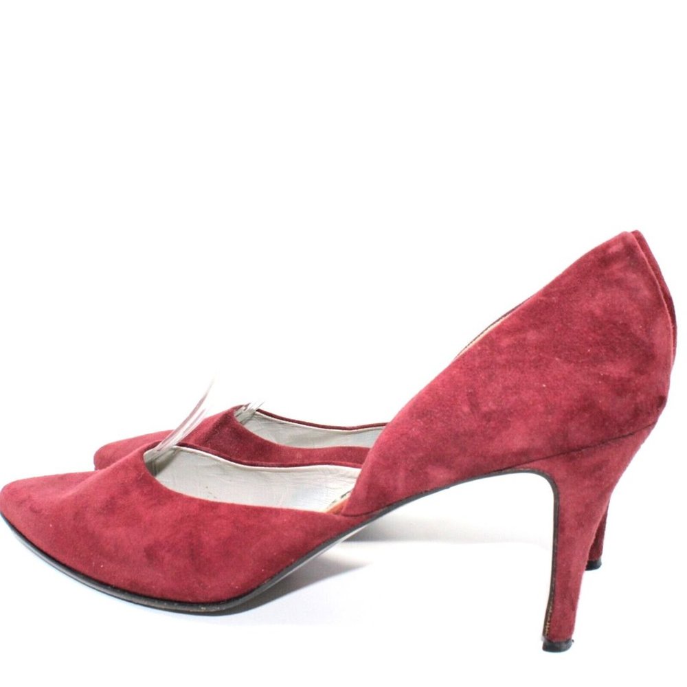 Ellen Tracy Linda Allard Womens Sz 10M Pumps Burgundy Red Suede Kitten High Heel - Picture 4 of 12